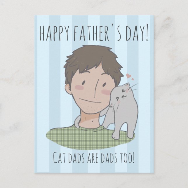 Happy Cat Father's Day Gift Daddy  Postcard (Front)