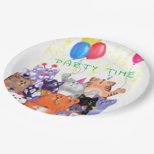 Happy Cat Funny Party Paper Plates - Your Text
