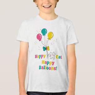 Happy Cat, Happy Balloons!🎈🐱 Tri-Blend Shirt