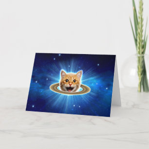 Happy cat in space.                                card