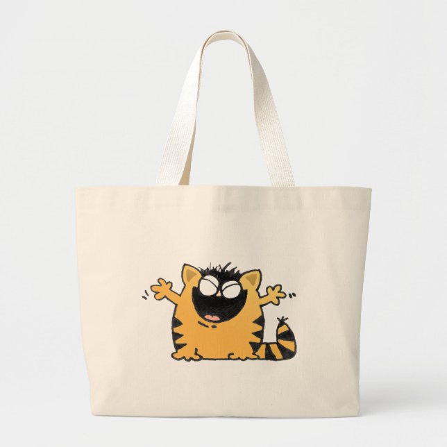 Happy Cat Large Tote Bag (Front)