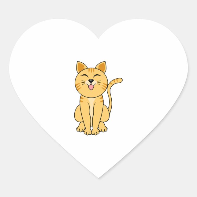 happy cat laughing heart sticker (Front)