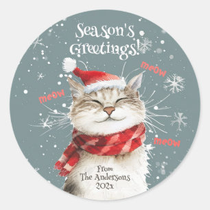 Happy Cat Meow Christmas Sticker