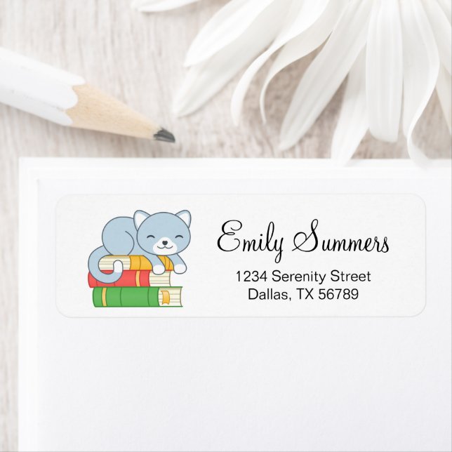 Happy Cat on top of a Book Stack (Insitu)