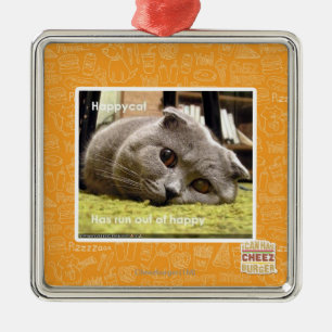 Happy cat, out of happy metal tree decoration