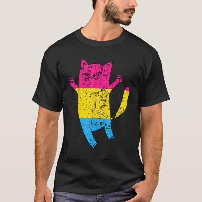 Happy Cat Pansexual Flag T-Shirt (Front)