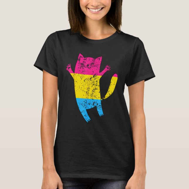 Happy Cat Pansexual Flag T-Shirt (Front)