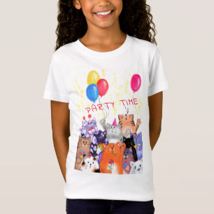 Happy Cat Party Cartoon Drawing - Funny Cats - T-Shirt