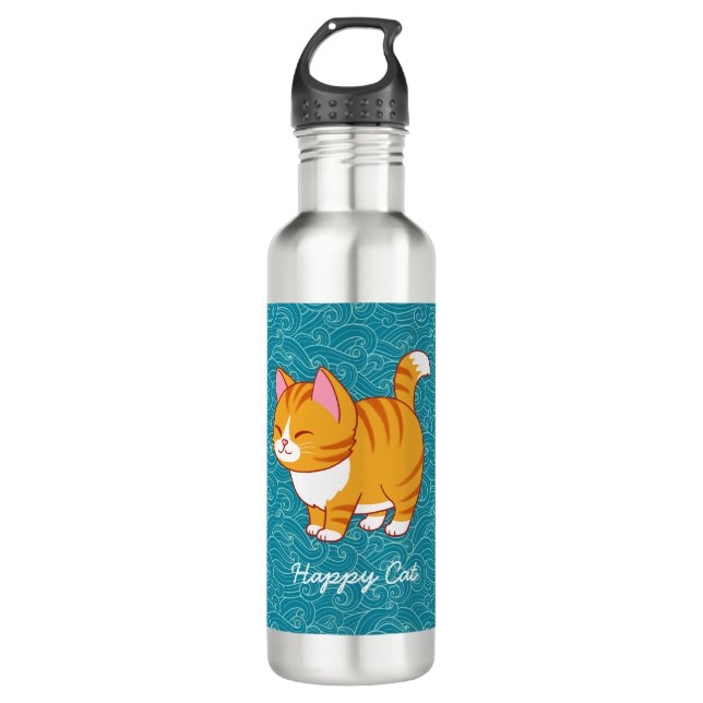 Happy Cat Personalised  710 Ml Water Bottle (Front)