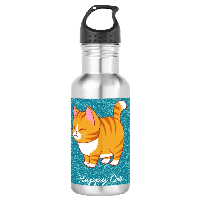 Happy Cat Personalised  710 Ml Water Bottle (Front)
