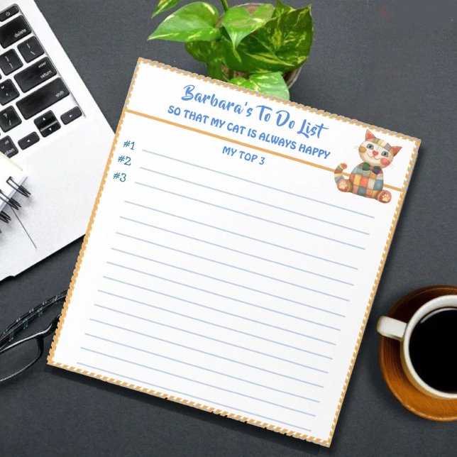 Happy Cat Personalised Planner Simple Modern Notepad (Creator Uploaded)