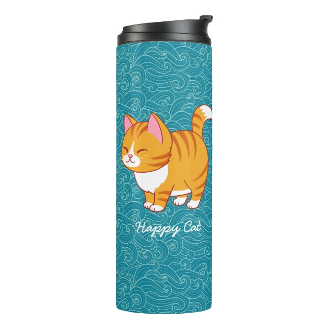 Happy Cat Personalised  Thermal Tumbler (Rotated Left)