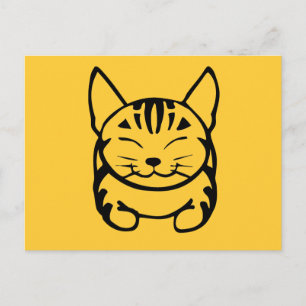 Happy Cat Post Card (black on yellow)