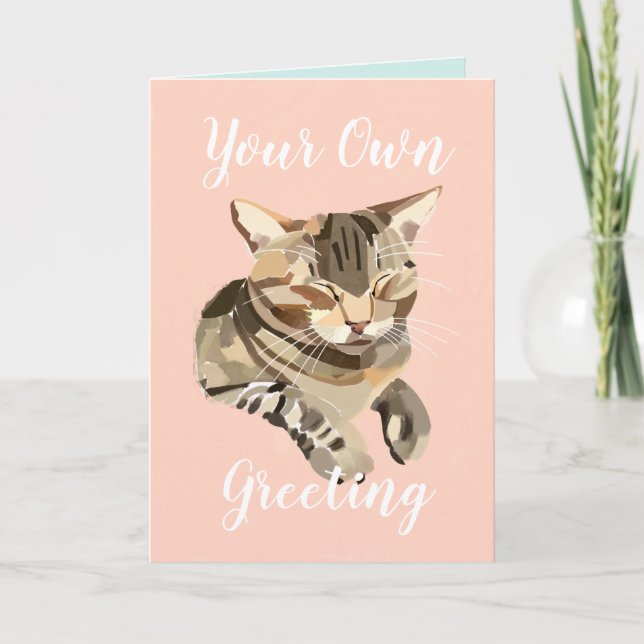 Happy Cat Purring Personalised Card (Front)