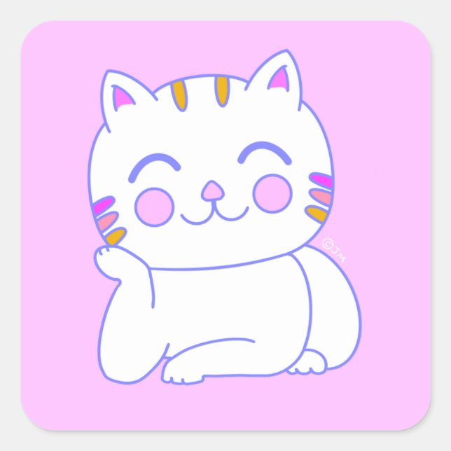 Happy Cat Square Stickers (Front)