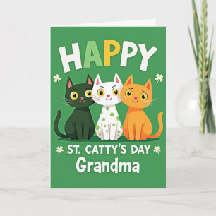 Happy Cat St Cattys Day Grandma Card