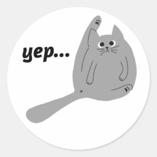 Happy Cat Stretching Kitten With Leg High Classic Round Sticker