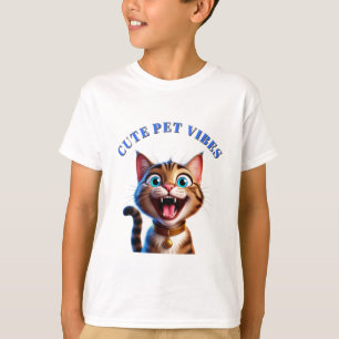 Happy Cat With Collar Cute Pet Cartoon Art 🐱 T-Shirt
