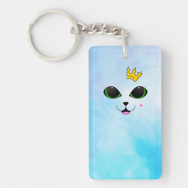 Happy Cat with Crown Keychain (Front)