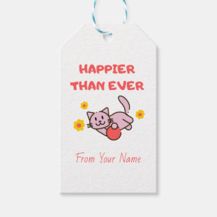 Happy Cat with Flowers Gift Tags 