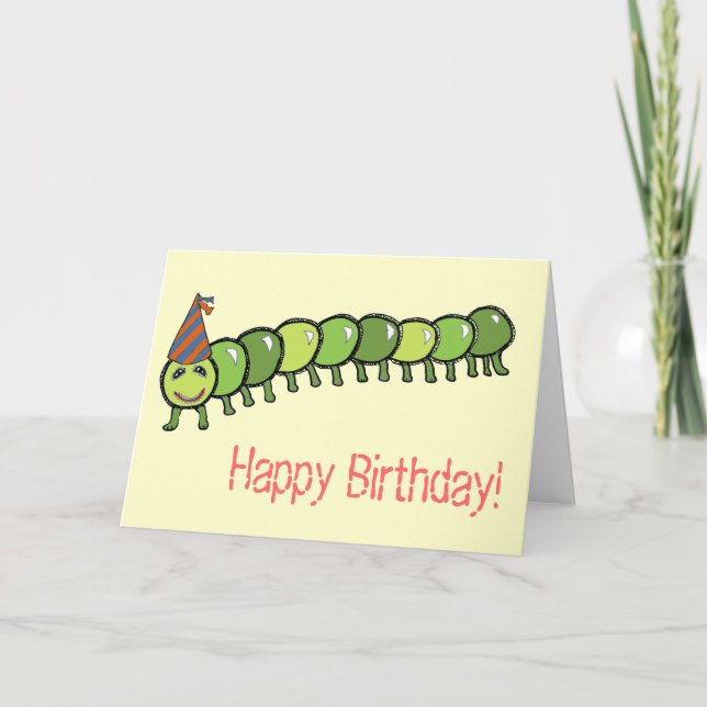 Happy Caterpillar Illustration Card (Front)