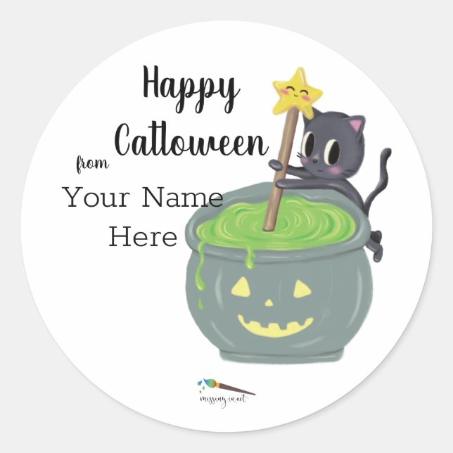 Happy Catloween | Halloween Cat Sticker (Front)