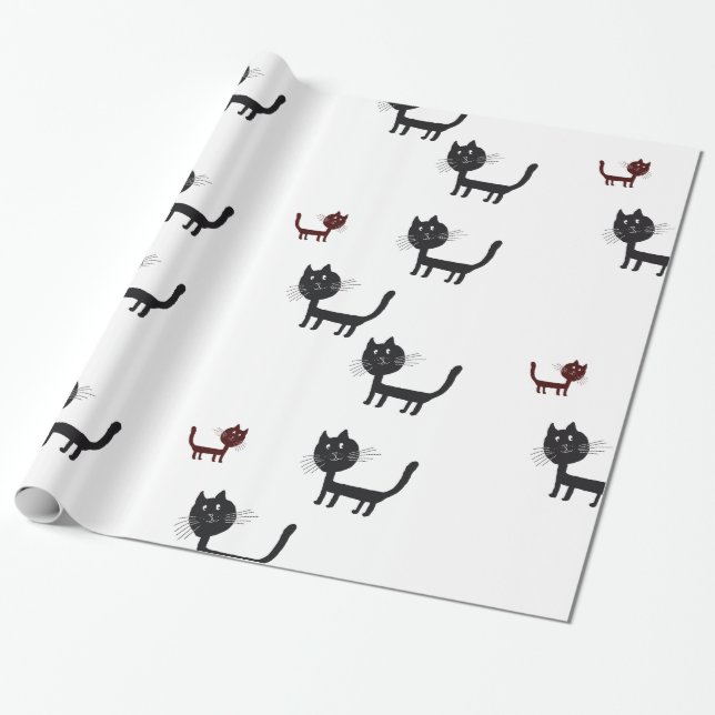 Happy Cats Art litography Wrapping Paper (Unrolled)