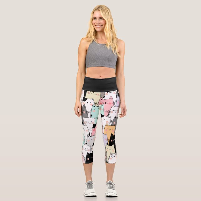 Happy Cats Capri Leggings (Front)