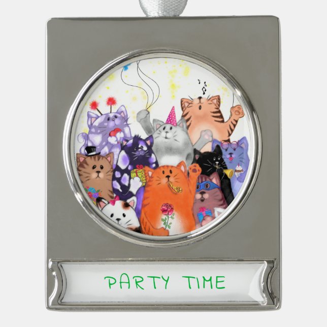 Happy Cats Christmas Ornament Custom Text (Front)