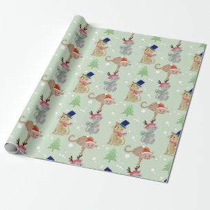 Happy Cats Christmas Pattern Wrapping Paper