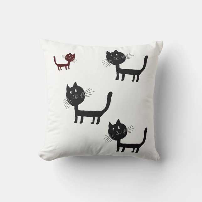 Happy Cats Lithography Throw Cushion (Front)
