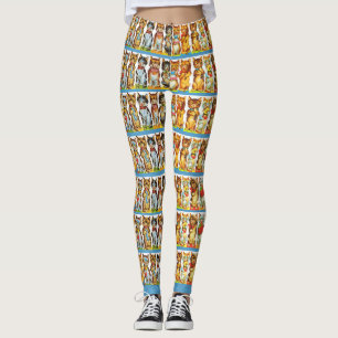 happy cats print leggings