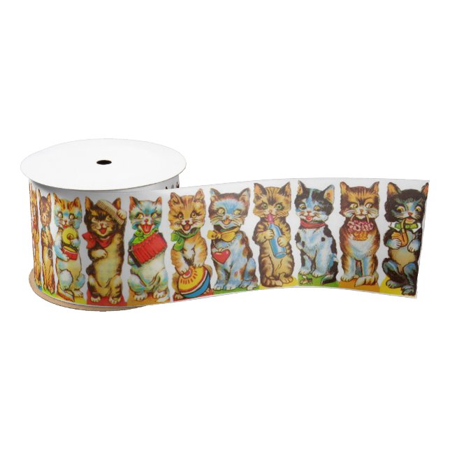 happy cats print satin ribbon (Spool)