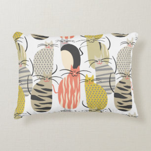 Happy Cats Whimsical Pattern Decorative Cushion