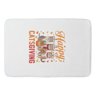 Happy Catsgiving Cats Halloween Thanksgiving Cat F Bath Mat