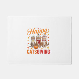 Happy Catsgiving Cats Halloween Thanksgiving Cat F Doormat