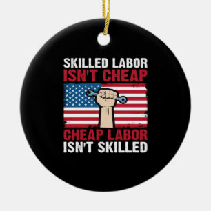 Happy Celebrate Labour Day Festival 2025 Classic- Ceramic Tree Decoration