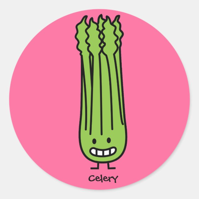 Happy Celery Stalk Bunch green fibre vegetable Classic Round Sticker (Front)