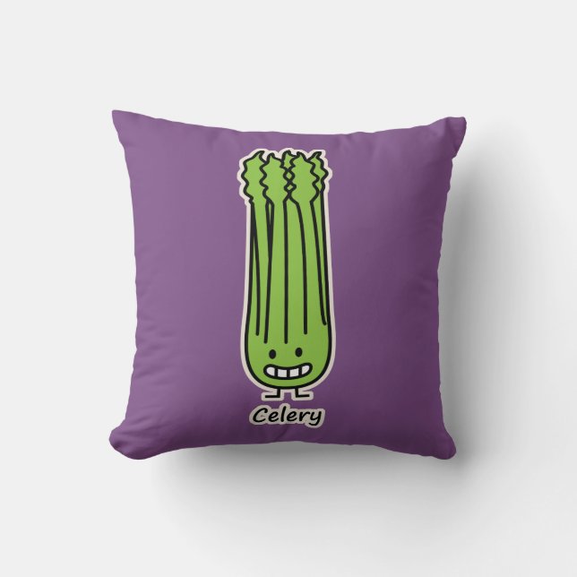 Happy Celery Stalk Bunch green fibre vegetable Cushion (Front)