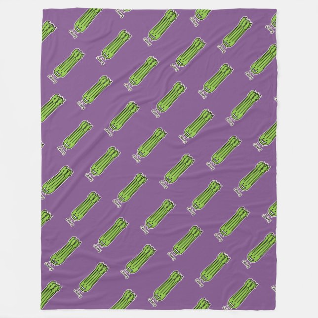 Happy Celery Stalk Bunch green fibre vegetable Fleece Blanket (Front)