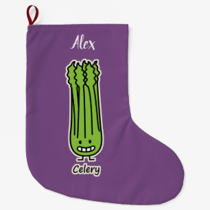 Happy Celery Stalk Bunch green fibre vegetable Large Christmas Stocking