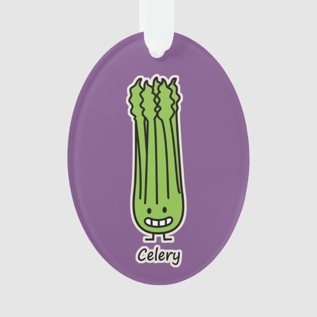 Happy Celery Stalk Bunch green fibre vegetable Ornament (Front)