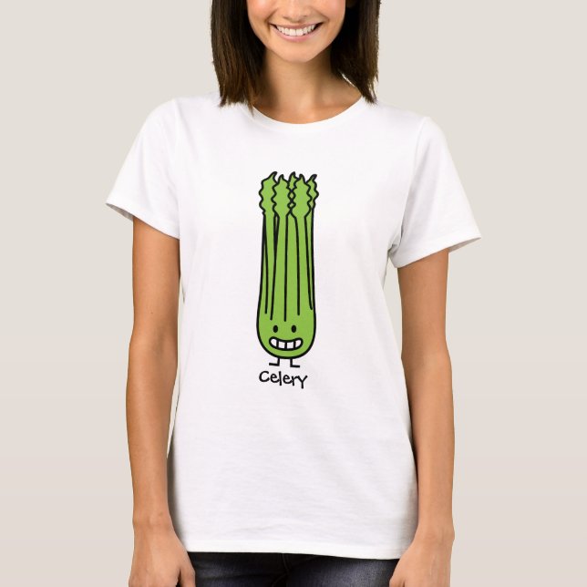 Happy Celery Stalk Bunch green fibre vegetable T-Shirt (Front)