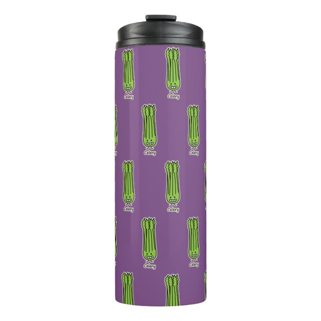 Happy Celery Stalk Bunch green fibre vegetable Thermal Tumbler (Front)