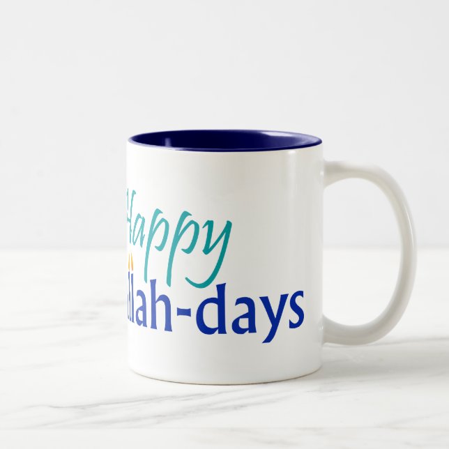 Happy Challah-days Blue-lined Mug (Right)