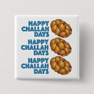 Happy Challah Days Chanukah Hanukkah Bread Loaf 15 Cm Square Badge