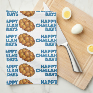 Happy Challah Days Chanukah Hanukkah Bread Loaf Tea Towel