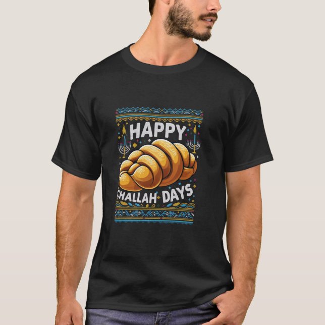Happy Challah Days Funny Hanukkah Ugly Sweater Fun (Front)