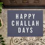 Happy Challah Days | Funny Holiday Chanukah Doormat<br><div class="desc">Add some holiday humour to your entryway this season with this punny doormat. Design features "Happy Challah Days" in modern white block typography on a smoky blue background.</div>