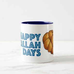 Happy Challah Days Hanukkah Chanukah Bread Loaf Two-Tone Coffee Mug